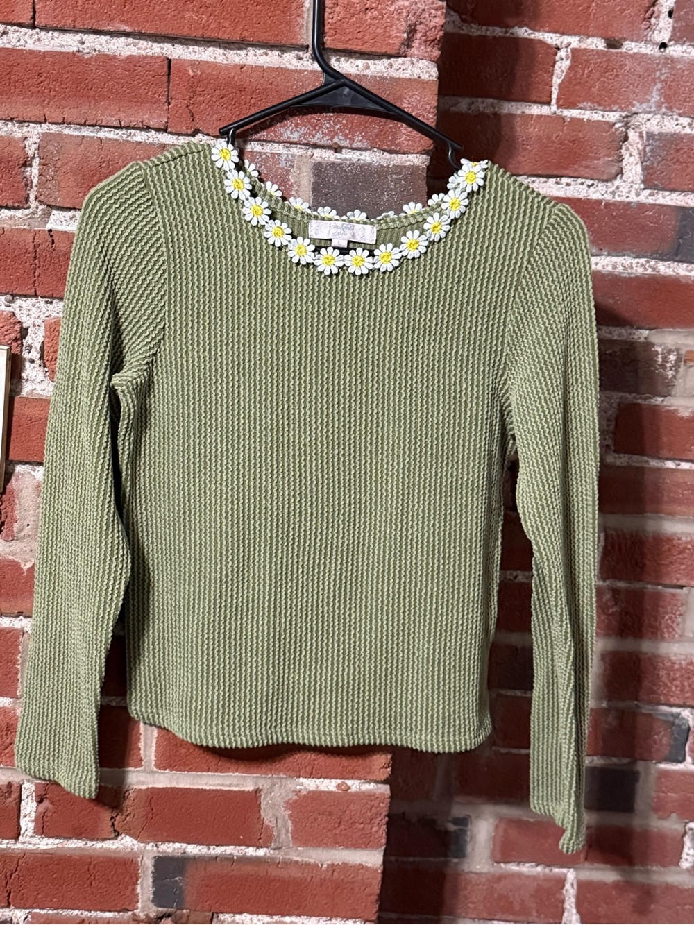 Green Long Sleeve with Daisy Trim